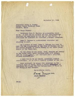 [Letter from Percy Foreman to Allen B. Hannay - 1944-09-13]