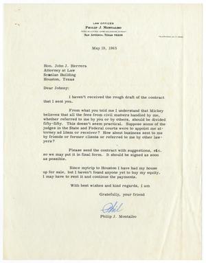 Primary view of object titled '[Letter from Philip J. Montablo to John J. Herrera - 1965-05-19]'.
