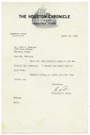 [Letter from Roderick J. Watts to John J. Herrera - 1955-04-23]