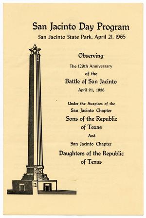 Primary view of object titled '[San Jacinto Day Program - 1965-04-21]'.
