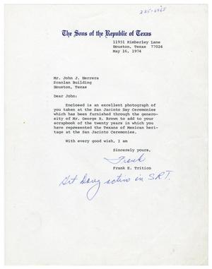 [Letter from Frank E. Tritico to John J. Herrera - 1974-05-16]