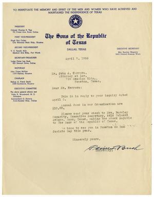 Primary view of object titled '[Letter from Judge Paine Lee Bush to John J. Herrera - 1953-04-07]'.