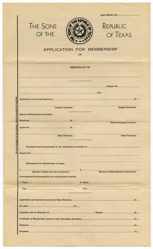 Primary view of object titled 'The Sons of the Republic of Texas Application for Membership'.