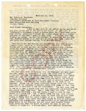 Primary view of object titled '[Letter from John J. Herrera to Carlos E. Castañeda - 1945-02-22]'.