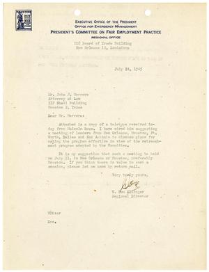 Primary view of object titled 'Letter from W. Don Ellinger to John J. Herrera - 1945-07-24]'.