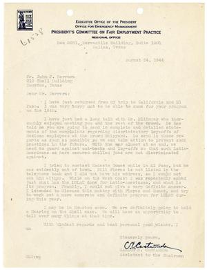 Primary view of object titled '[Letter from Carlos E. Castañeda to John J. Herrera - 1944-08-24]'.