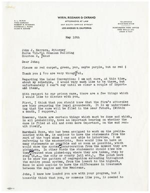 [Letter from Ralph Guzman to John J. Herrera - 1955?-05-12]