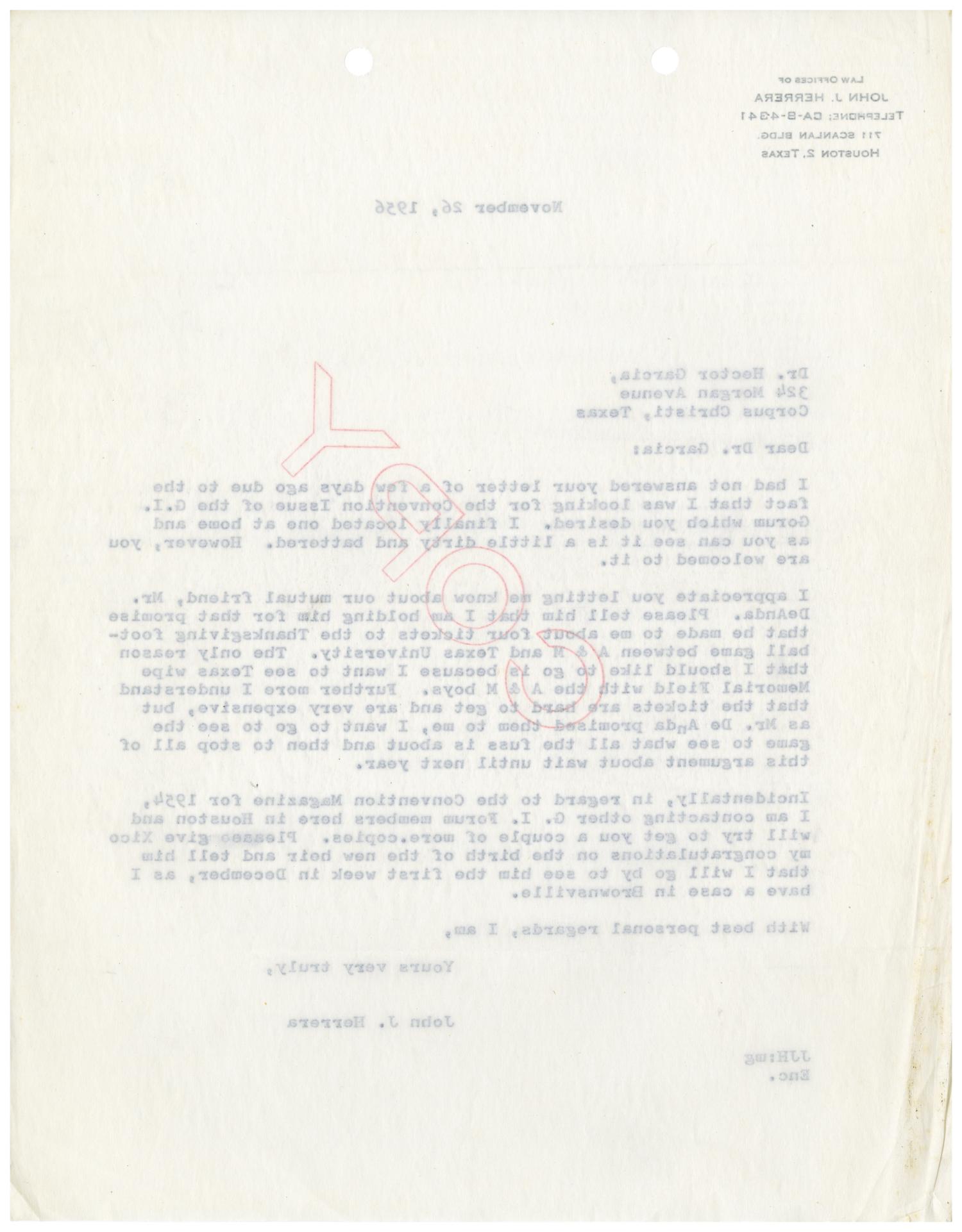 [Letter from John J. Herrera to Hector Garcia - 1956-11-26]
                                                
                                                    [Sequence #]: 2 of 2
                                                