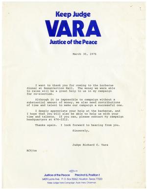 [Letter from Richard C. Vara to John J. Herrera - 1976-03-30]