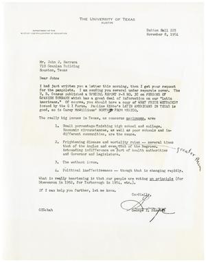 [Letter from George I. Sánchez to John J. Herrera - 1954-11-08]