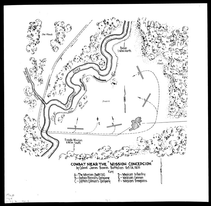 Military Maps of the Texas revolution - Combat near the Mission Concepción, October 28, 1835.
