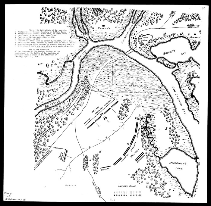 Military Maps of the Texas revolution - Map of the battlefield of San Jacinto