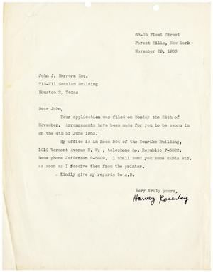 [Letter from Harvey Rosenberg to John J. Herrera - 1953-11-29]