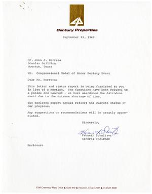 [Status report on Congressional Medal of Honor Society Event - 1969]