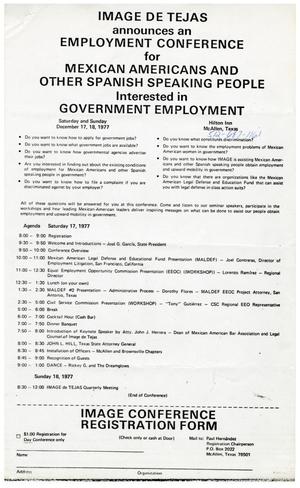 [IMAGE de Tejas employment conference form - 1977]