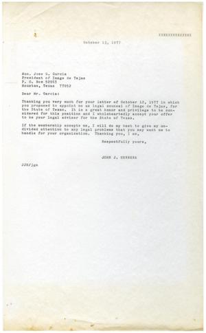 [Letter from John J. Herrera to Jose G. Garcia - 1977-10-13]