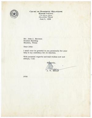 [Letter from J.W. Mills to John J. Herrera - 1962-06-08]