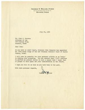 [Letter from George E. Miller to John J. Herrera - 1965-07-20]
