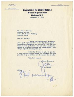 [Letter from J.J. Pickle to John J. Herrera - 1966-09-14]