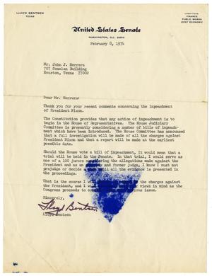 [Letter from Lloyd Bentsen to John J. Herrera - 1974-02-08]