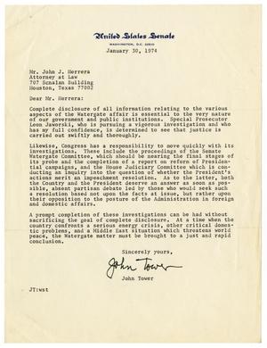 [Letter from John Tower to John J. Herrera - 1974-01-30]