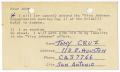 Thumbnail image of item number 1 in: '[Postcard reply from Tony Cruz to John J. Herrera - 1964-05-25]'.