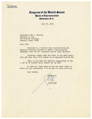 [Letter from Jim Wright to John J. Herrera - 1965-07-20]