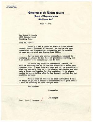 [Letter from Jim Wright to Jesus E. Garcia - 1965-07-05]