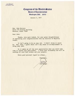 [Letter from Jim Wright to John J. Herrera - 1977-01-05]
