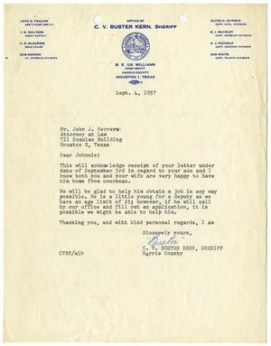 [Letter from C. V. Kern to John J. Herrera - 1957-09-04]