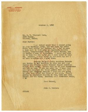 [Letter from John J. Herrera  to  C. V. Kern - 1948-10-02]