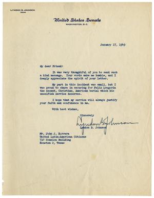 [Letter from Lyndon B. Johnson to John J. Herrera - 1949-01-17]