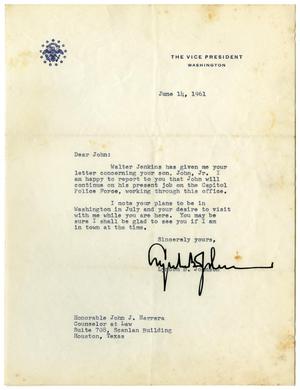 [Letter from Lyndon B. Johnson to John J. Herrera - 1961-06-14]