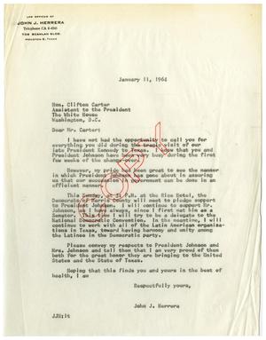 [Letter from John J. Herrera to Clifton Carter - 1964-01-11]