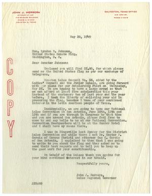 Primary view of object titled '[Letter from John J. Herrera to Lyndon B. Johnson - 1949-05-20]'.