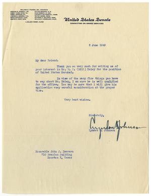 [Letter from Lyndon B. Johnson to John J. Herrera - 1949-06-02]