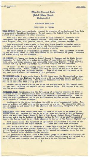 [Washington News Letter from Lyndon B. Johnson]