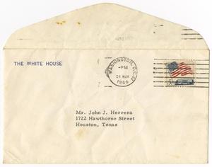 Primary view of object titled '[Envelope from the White House to John J. Herrera - 1966-05-24]'.