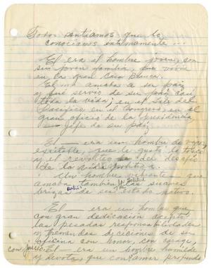 Primary view of object titled '[Draft of tribute to John F. Kennedy]'.