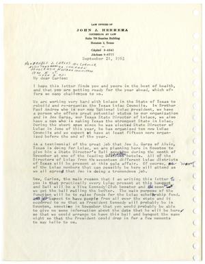 Primary view of object titled '[Letter from John J. Herrera to J. Carlos McCormick - 1963-09-21]'.