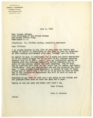 [Letter from John J. Herrera to Lyndon B. Johnson - 1962-07-09]