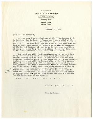 Primary view of object titled '[Letter template from John J. Herrera - 1964-10-05]'.