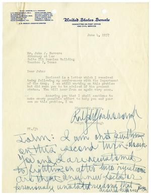 [Letter from Ralph Yarborough to John J. Herrera - 1957-06-04]