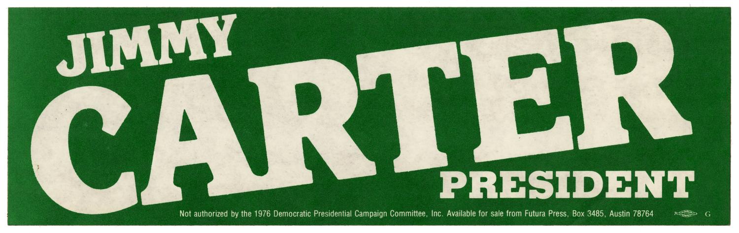 Jimmy Carter 1976 Presidential Campaign Bumper Sticker 