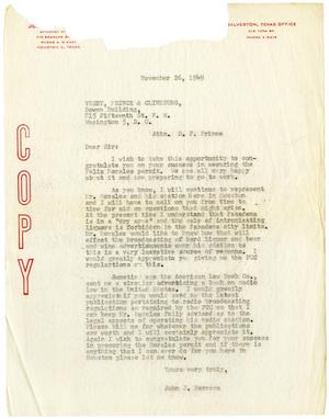 [Letter from John J. Herrera to D. F. Prince - 1949-11-26]