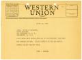 Primary view of [Telegram from John J. Herrera to Vesey, Prince & Clineburg - 1947-03-31]