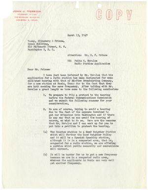 [Letter from John J. Herrera to D. F. Prince - 1947-03-13]