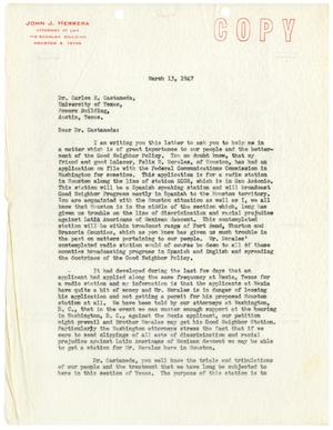 [Letter from John J. Herrera to Carlos E. Castañeda - 1947-03-13]