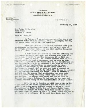 [Letter from D. F. Prince to Felix H. Morales - 1947-02-17]
