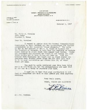 [Letter from D. F. Prince to Felix H. Morales - 1947-10-01]